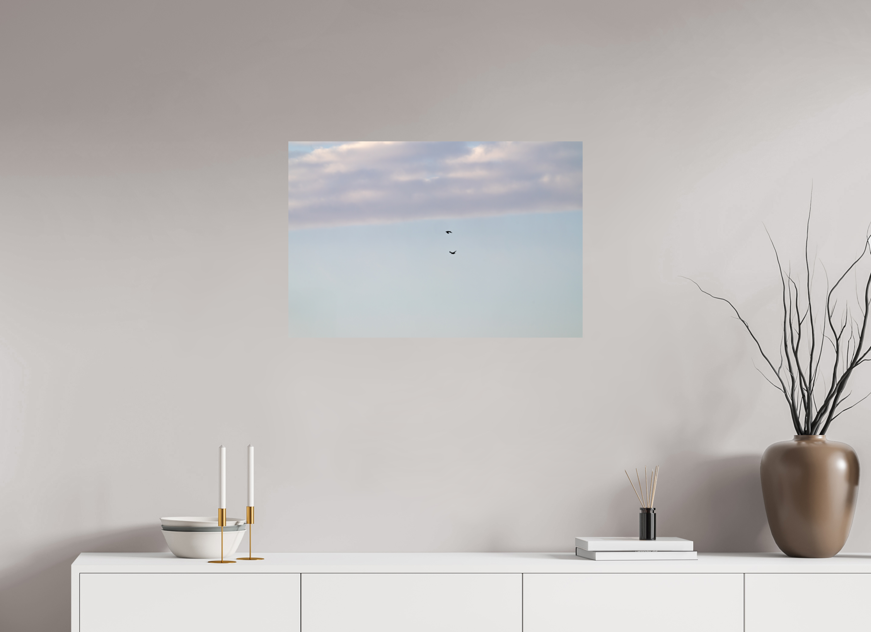 75 x 50 cm, Photo Print On Fuji Crystal DP II Flying Couple Birds in Winter